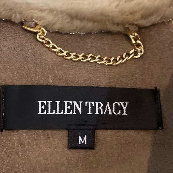 Ellen Tracy faux fur button down luxe vest with tie belt in tan size medium - Picture 10 of 10